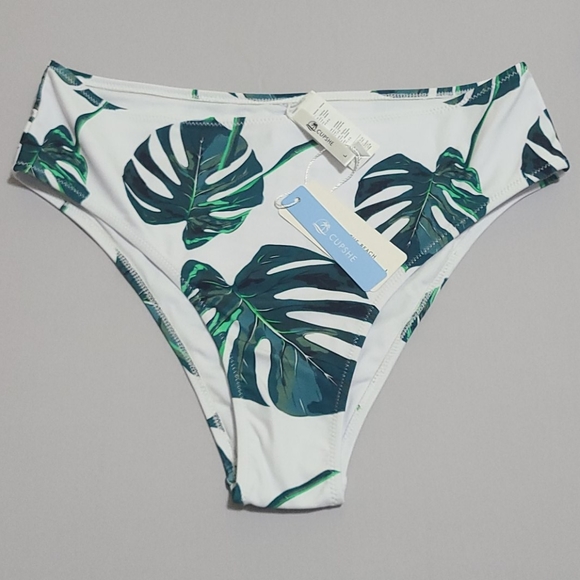 Teal Stripe & Leaves Bikini - Picture 3 of 7